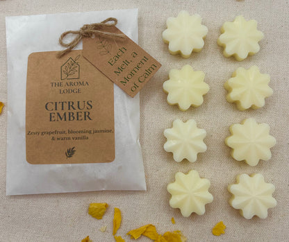 Citrus Ember Soy Wax Melts | Grapefruit, Jasmine & Vanilla | Handmade by The Aroma Lodge