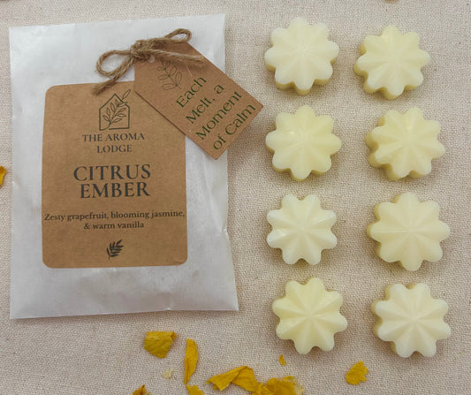 Citrus Ember Soy Wax Melts | Grapefruit, Jasmine & Vanilla | Handmade by The Aroma Lodge