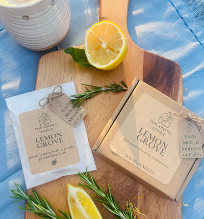 Lemon Grove Soy Wax Melts | Fresh Citrus Scent | Handmade Rustic Wax Melts | Signature Collection | The Aroma Lodge