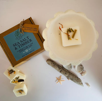 Sea Salt & Timber Soy Wax Melts | Fresh Coastal Scent | Handmade on the Isle of Wight