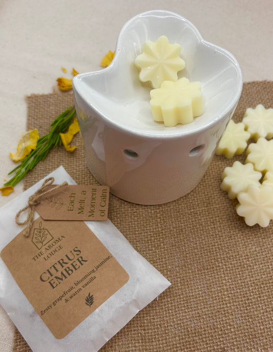 Citrus Ember Soy Wax Melts | Grapefruit, Jasmine & Vanilla | Handmade by The Aroma Lodge