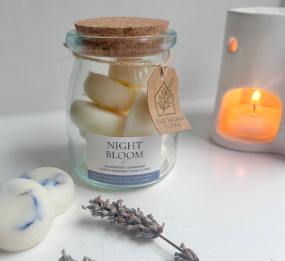 Night Bloom Soy Wax Melts in Reusable Glass Jar – Botanical Essential Oil Melts