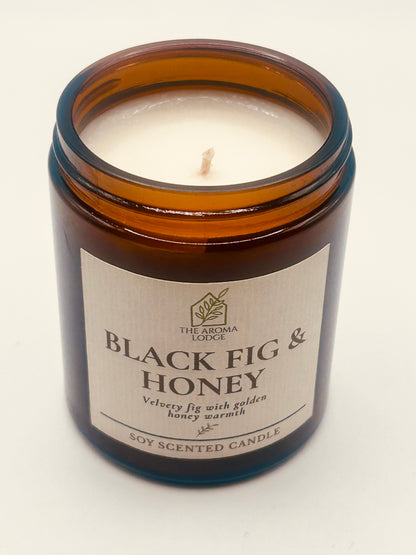 Black Fig & Honey Soy Candle – Amber Jar (140g)