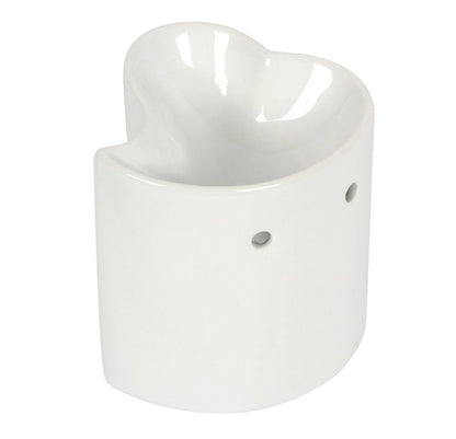 Serene Heart Wax Melt Burner | White Ceramic Heart Design | The Aroma Lodge