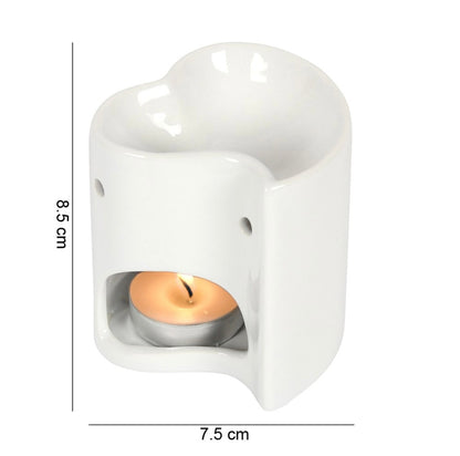 Serene Heart Wax Melt Burner | White Ceramic Heart Design | The Aroma Lodge