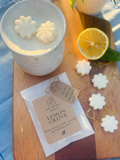 Lemon Grove Soy Wax Melts | Fresh Citrus Scent | Handmade Rustic Wax Melts | Signature Collection | The Aroma Lodge