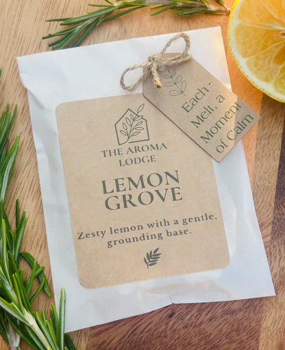 Lemon Grove Soy Wax Melts | Fresh Citrus Scent | Handmade Rustic Wax Melts | Signature Collection | The Aroma Lodge