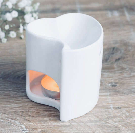 Serene Heart Wax Melt Burner | White Ceramic Heart Design | The Aroma Lodge