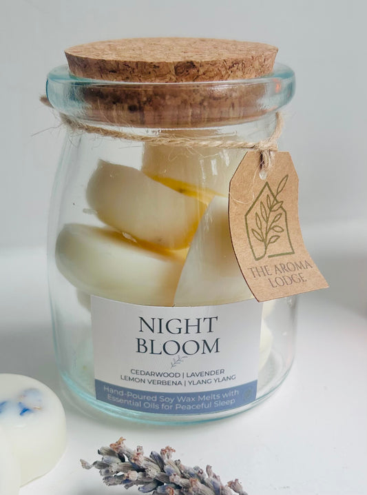 Night Bloom Soy Wax Melts in Reusable Glass Jar – Botanical Essential Oil Melts