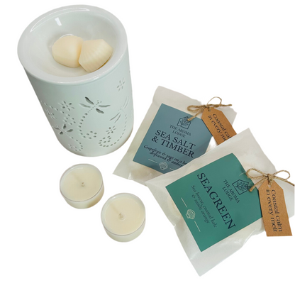 White Ceramic Dragonfly Cutout Oil & Wax Melt Burner