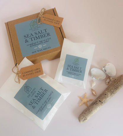 Sea Salt & Timber Soy Wax Melts | Fresh Coastal Scent | Handmade on the Isle of Wight