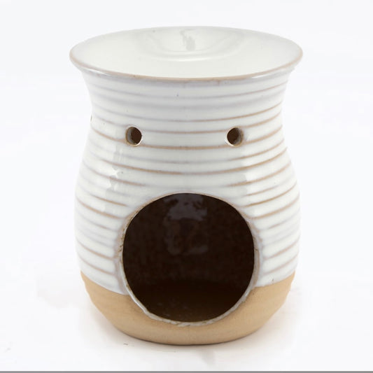 Modern Rustic Ribbed Ceramic Wax Melt Burner by Something Different | Oil Burner for Wax Melts & Oils | The Aroma Lodge
